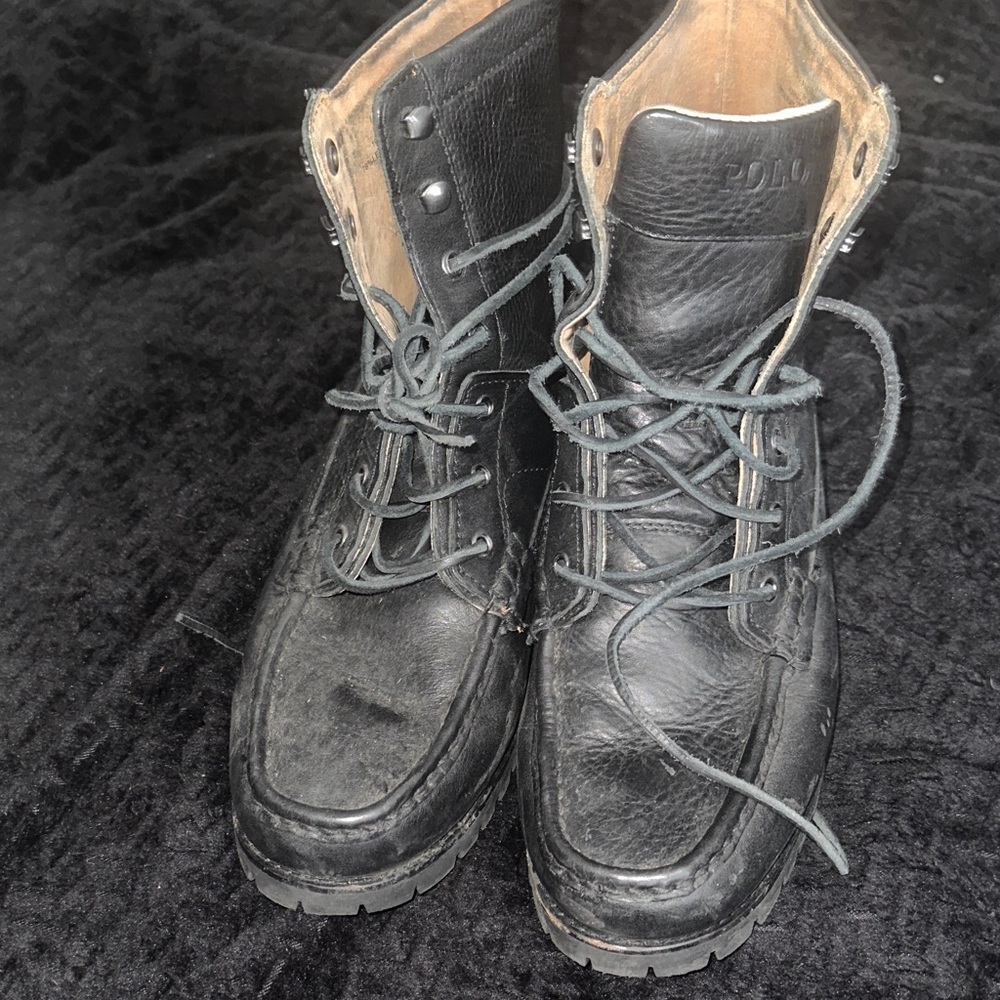 Polo by Ralph Lauren Black Leather Men's Lace-Up Boots
